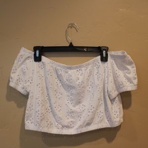 White Eyelet Pattern Off-the-Shoulder Top